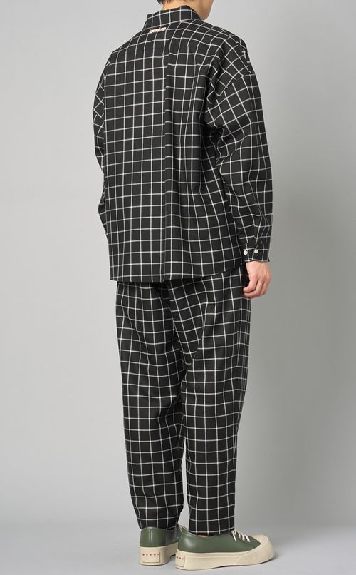 チェックウールタックパンツ