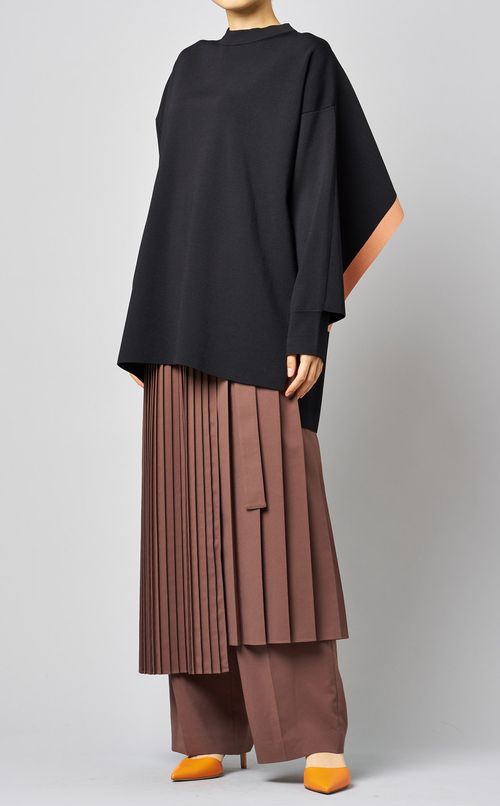 バックケープバイカラーラインニット