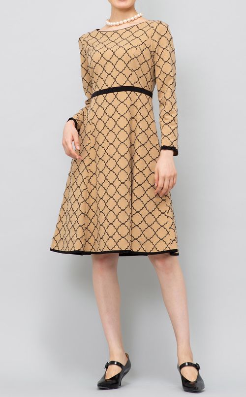 刺繍ストレッチフレアワンピース