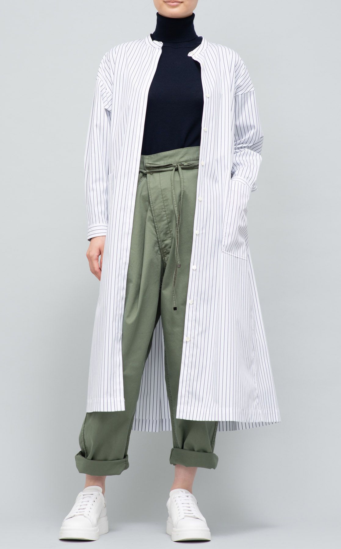 レリル lelill ピマソロ バックタック ストライプシャツワンピース未使