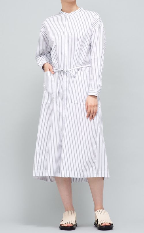 バックタックストライプシャツワンピース