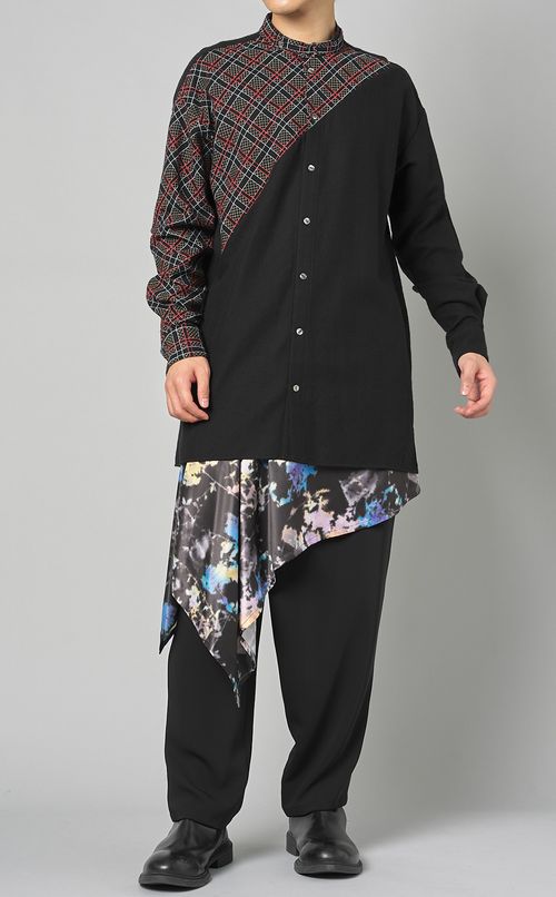 エプロンバイカラーワイドパンツ