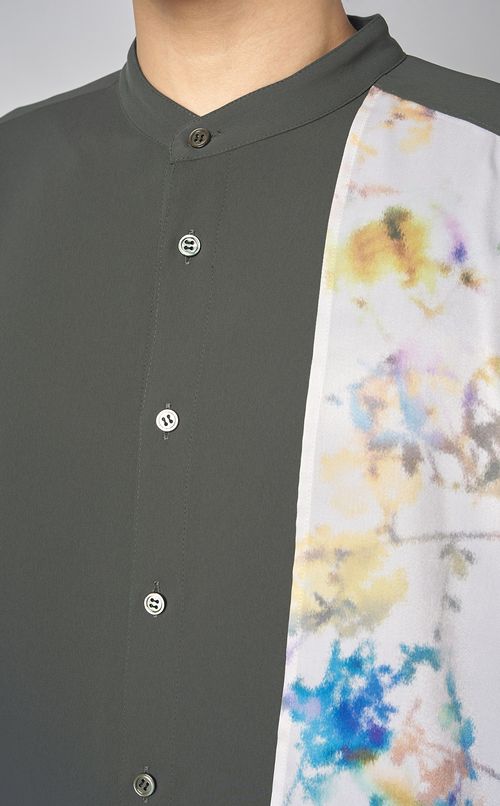 プリントバイカラーシャツ