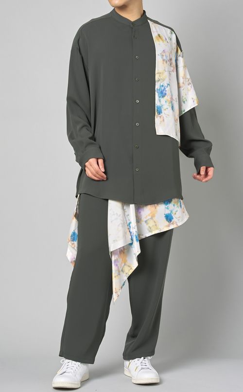 エプロンバイカラーワイドパンツ