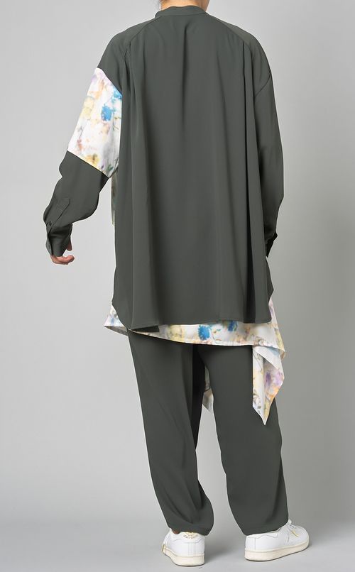 エプロンバイカラーワイドパンツ