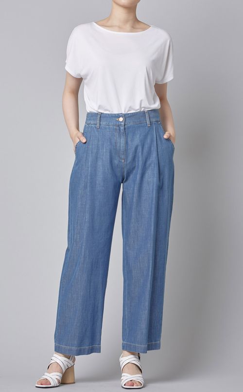 タックワイドシャンブレーパンツ