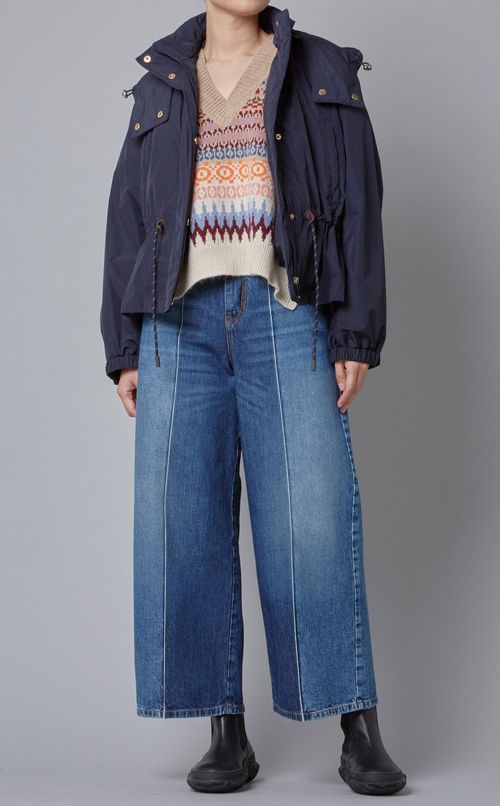 ワイドスリーブVネックニット