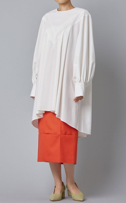 ピンタック切替オーバーシルエットブラウス