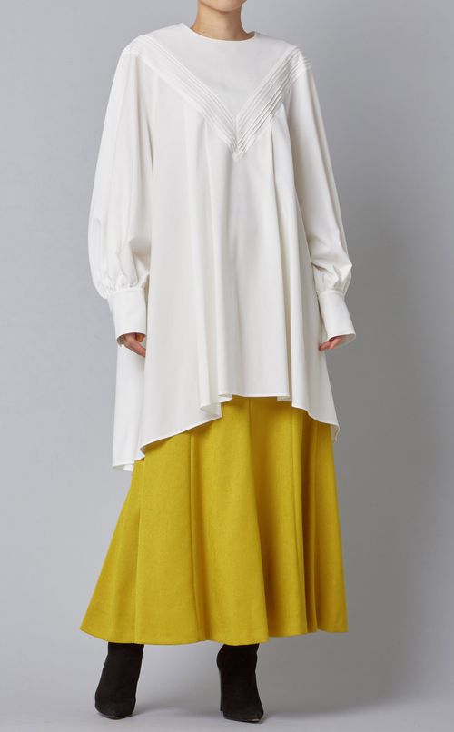 ピンタック切替オーバーシルエットブラウス