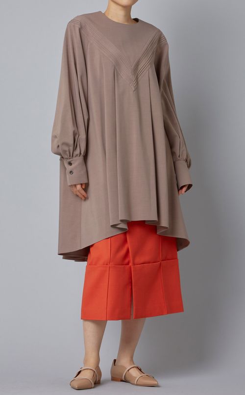 ピンタック切替オーバーシルエットブラウス