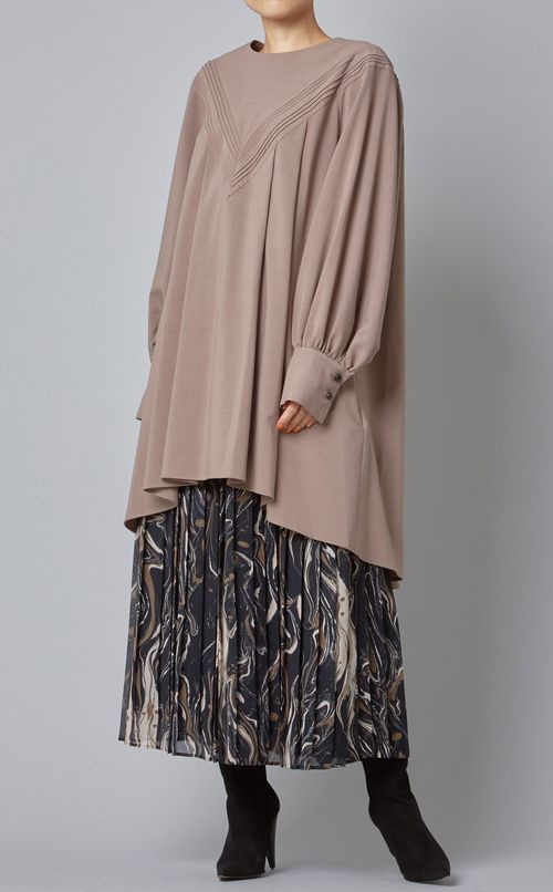 ピンタック切替オーバーシルエットブラウス