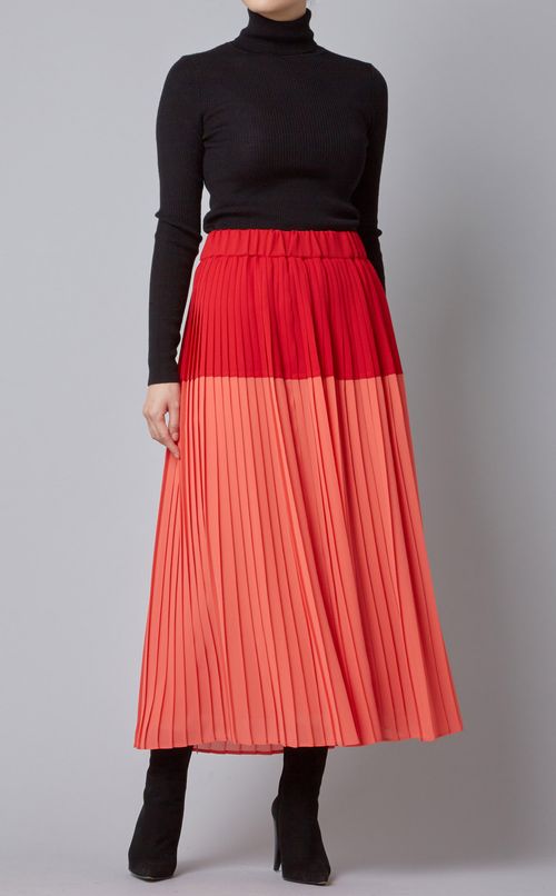 バイカラープリーツイージースカート