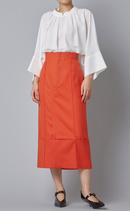 ウール混ミディタイトスカート