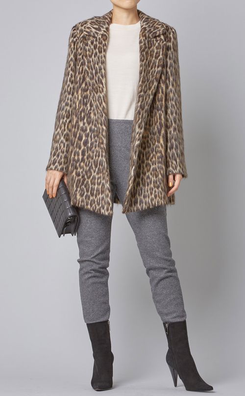 ウールレオパードロングジャケット