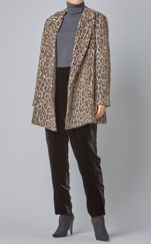 ウールレオパードロングジャケット