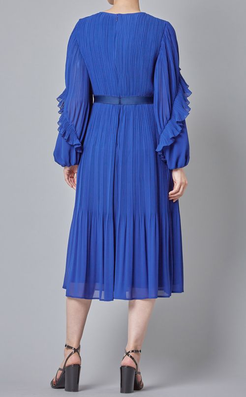 プリーツラッフルフレアワンピース