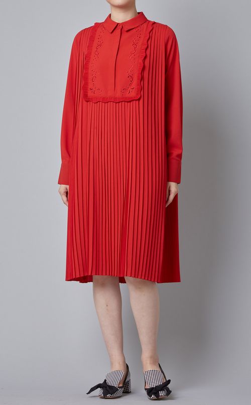 プリーツフレアミニワンピース