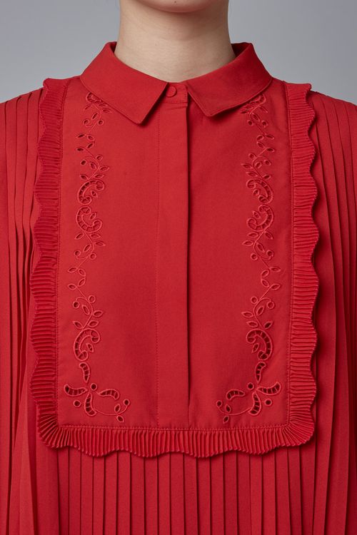 プリーツフレアミニワンピース