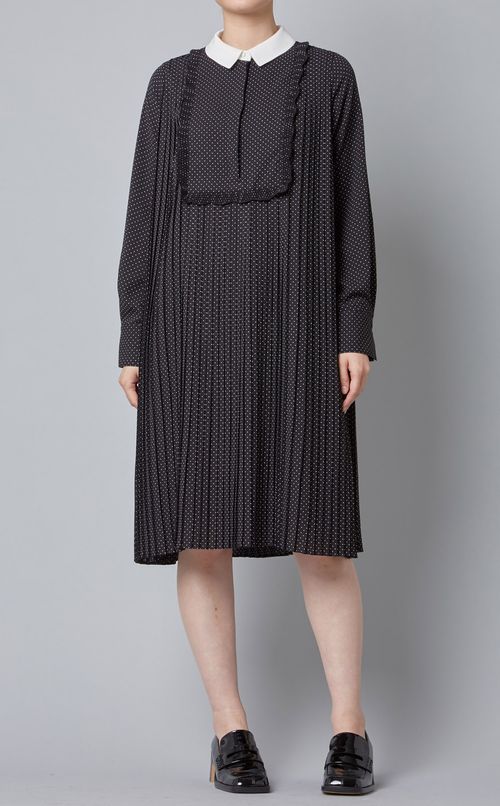 ドットプリーツフレアミニワンピース