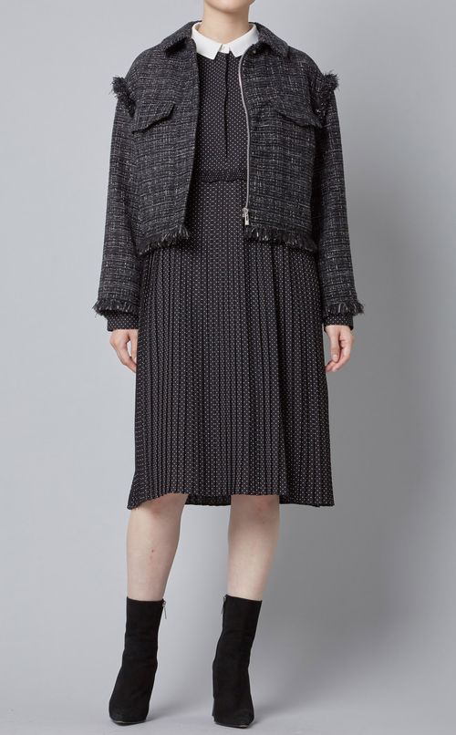 ドットプリーツフレアミニワンピース