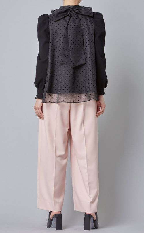 ドットフロッキーフレアブラウス