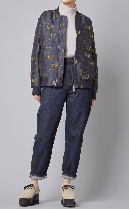 トランプモチーフカットジャガードブルゾン