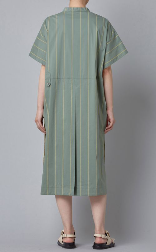 ベルト付ストライプシャツワンピース