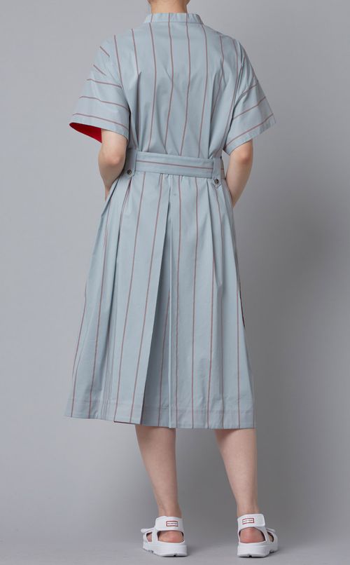 ベルト付ストライプシャツワンピース