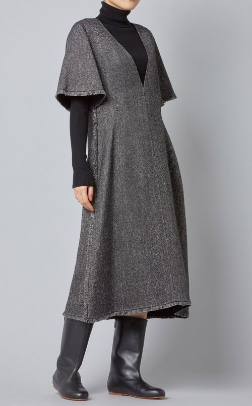 ツイードVネックワンピース