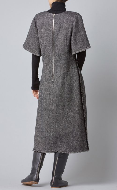 ツイードVネックワンピース