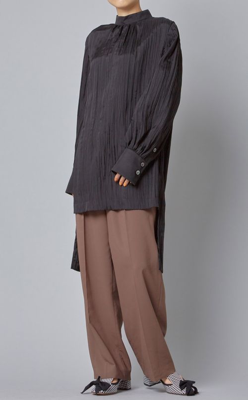 ランダムプリーツロングブラウス