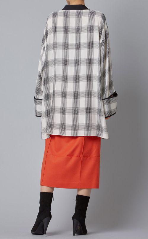 ジャガードチェックロングブラウス