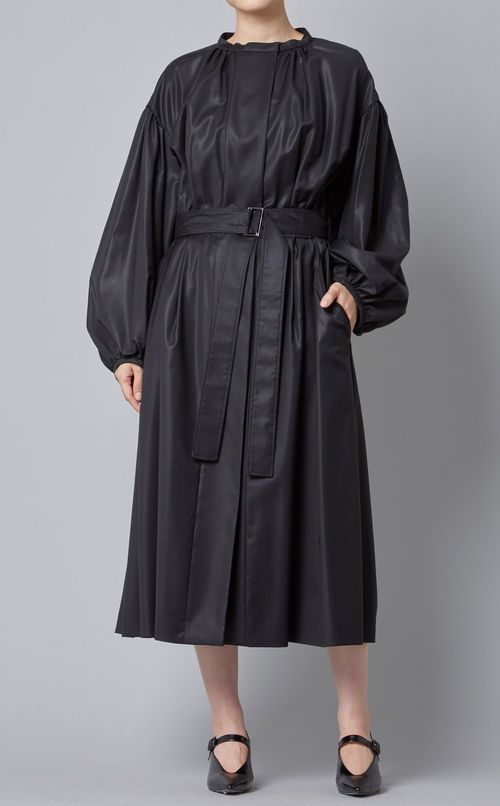 ベルト付ウールロングワンピース