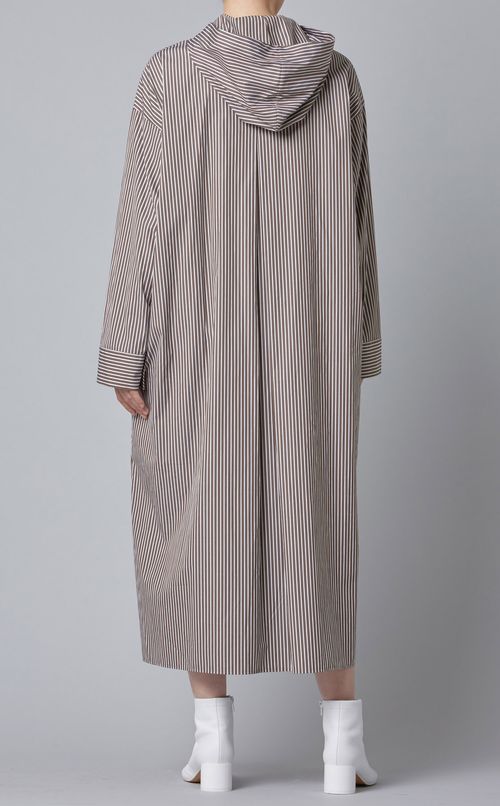 フーディストライプシャツワンピース
