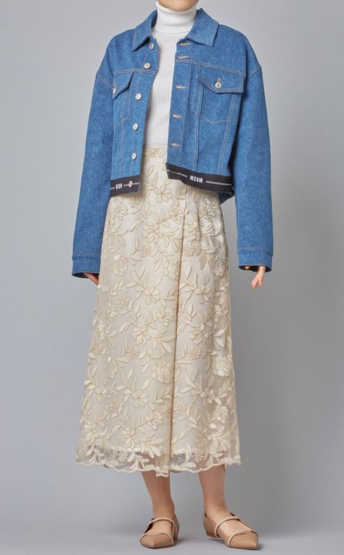 フラワーレースミディスカート