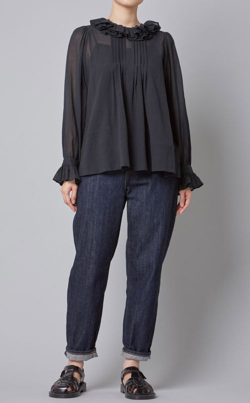 コットンシフォンギャザーブラウス