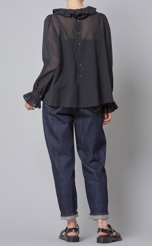 コットンシフォンギャザーブラウス