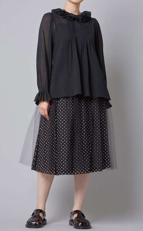 コットンシフォンギャザーブラウス