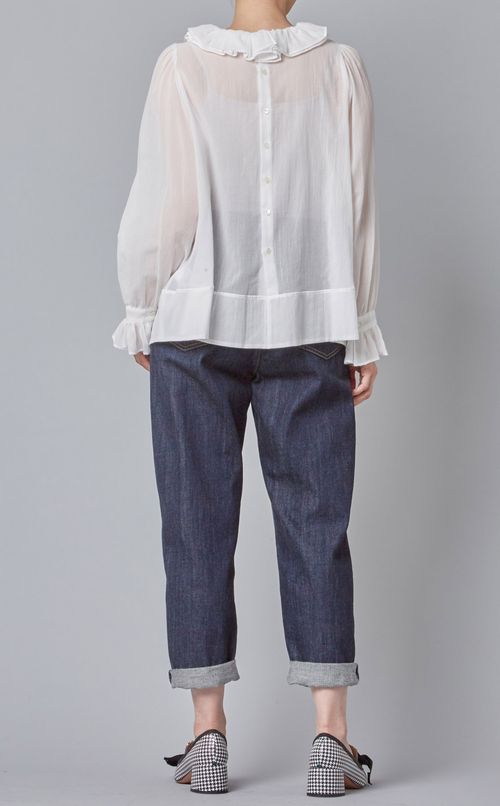 コットンシフォンギャザーブラウス