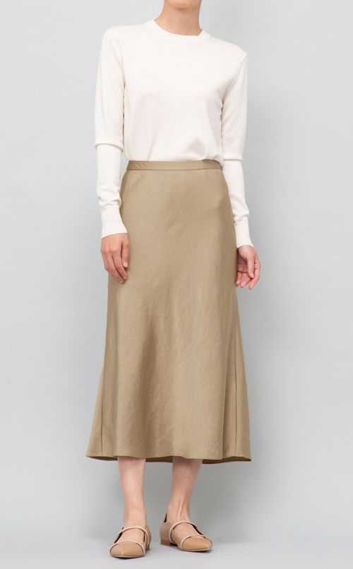 サテンフレアナロースカート