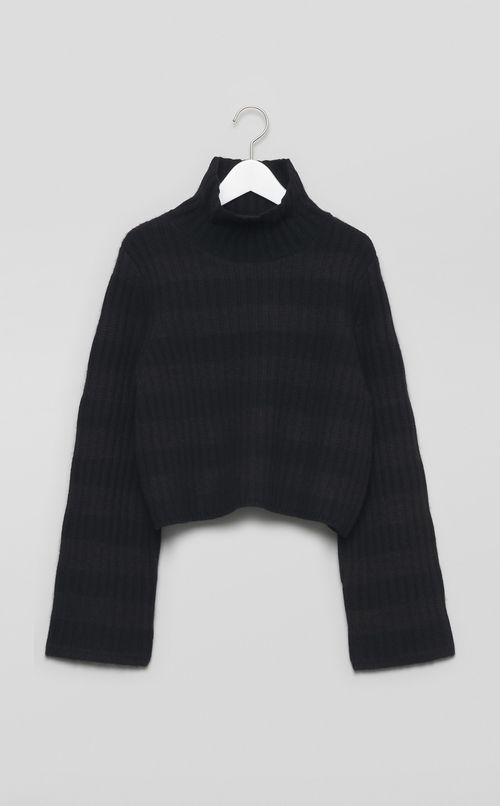 ボーダータートルリブニット