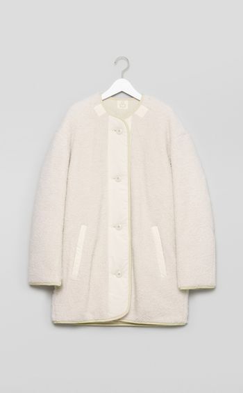 ノーカラー中綿ボアショートコート