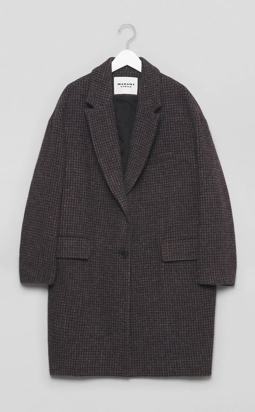 ウールチェックテーラードミディコート