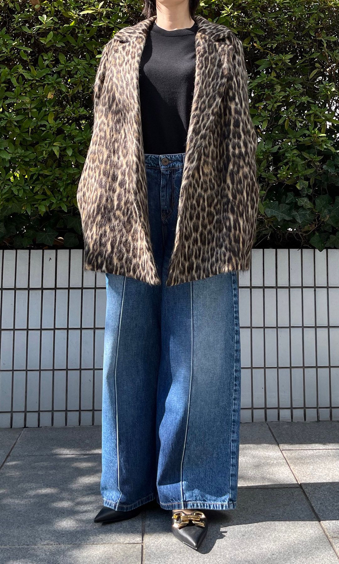 Theory ウールレオパードロングジャケット Theory｜ウールレオパードロングジャケット