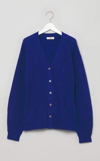 ウールリブVネックシェイプカーディガン