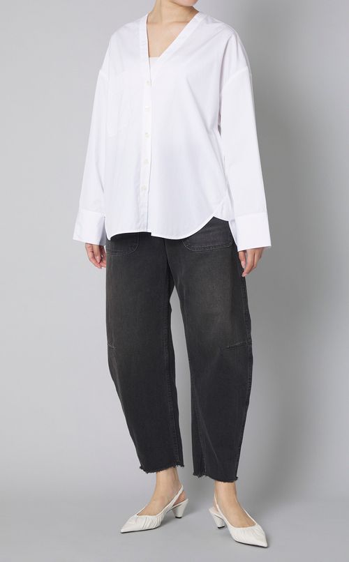 コットンバックプリーツブラウス