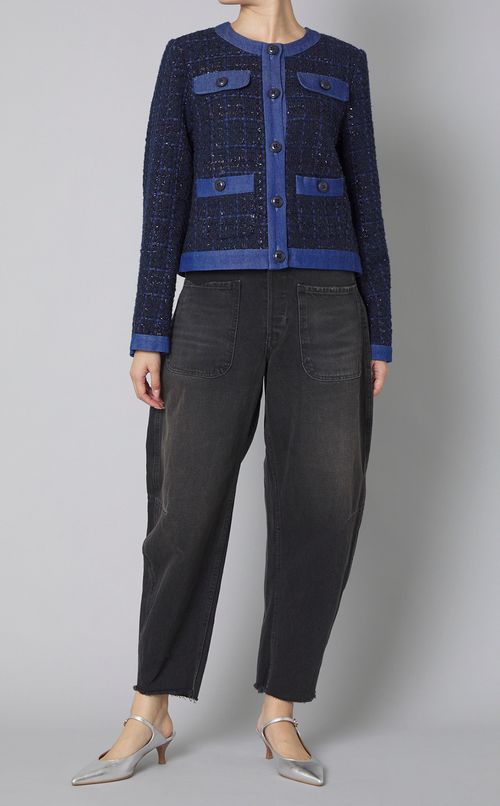 ノーカラーツイードショートジャケット