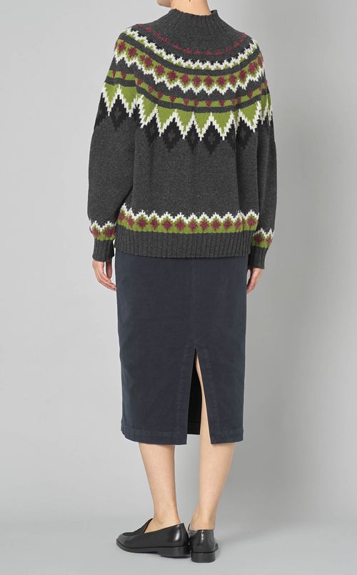 ジャガードハイネックニットプルオーバー