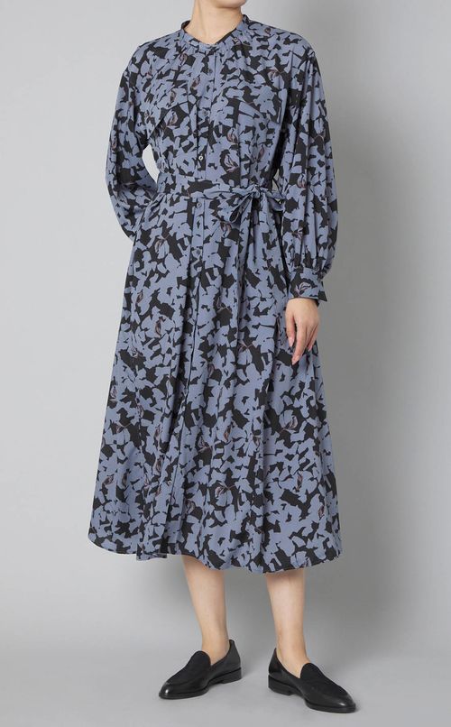 ボタニカルプリントシャツワンピース