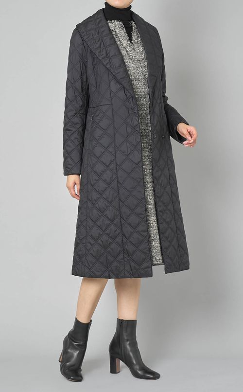 ショールカラーキルティングコート